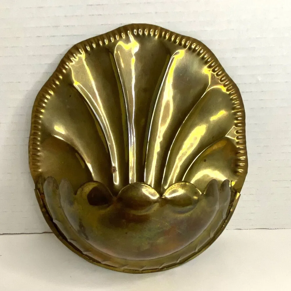 Vintage Brass Shell Sconce Candleholder